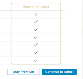 Click on Continue to Cancel in LinkedIn